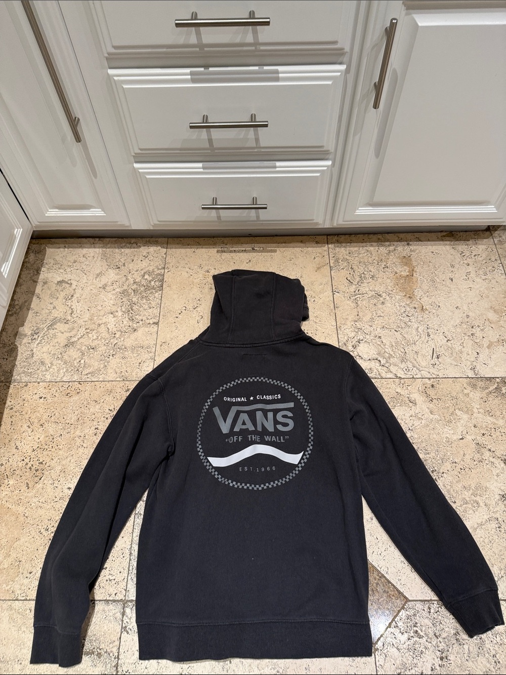 Vans Black Hoodie with Gray Logo